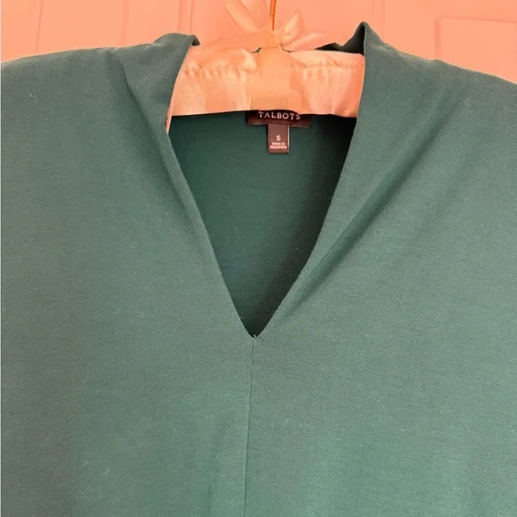 💚Talbots green blue teal v neck long sleeve shirt size small EUC - Picture 2 of 5